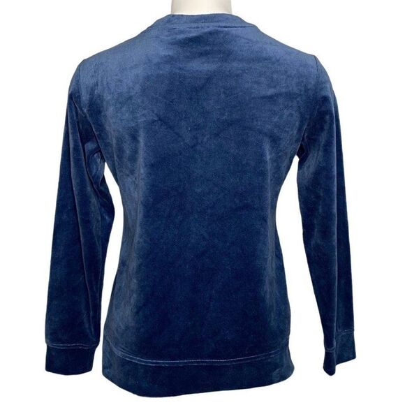 Karen Scott Petite Sweatshirt Top Women's XS‎ Blue Velour Soft Relaxed Crewneck - Picture 2 of 9
